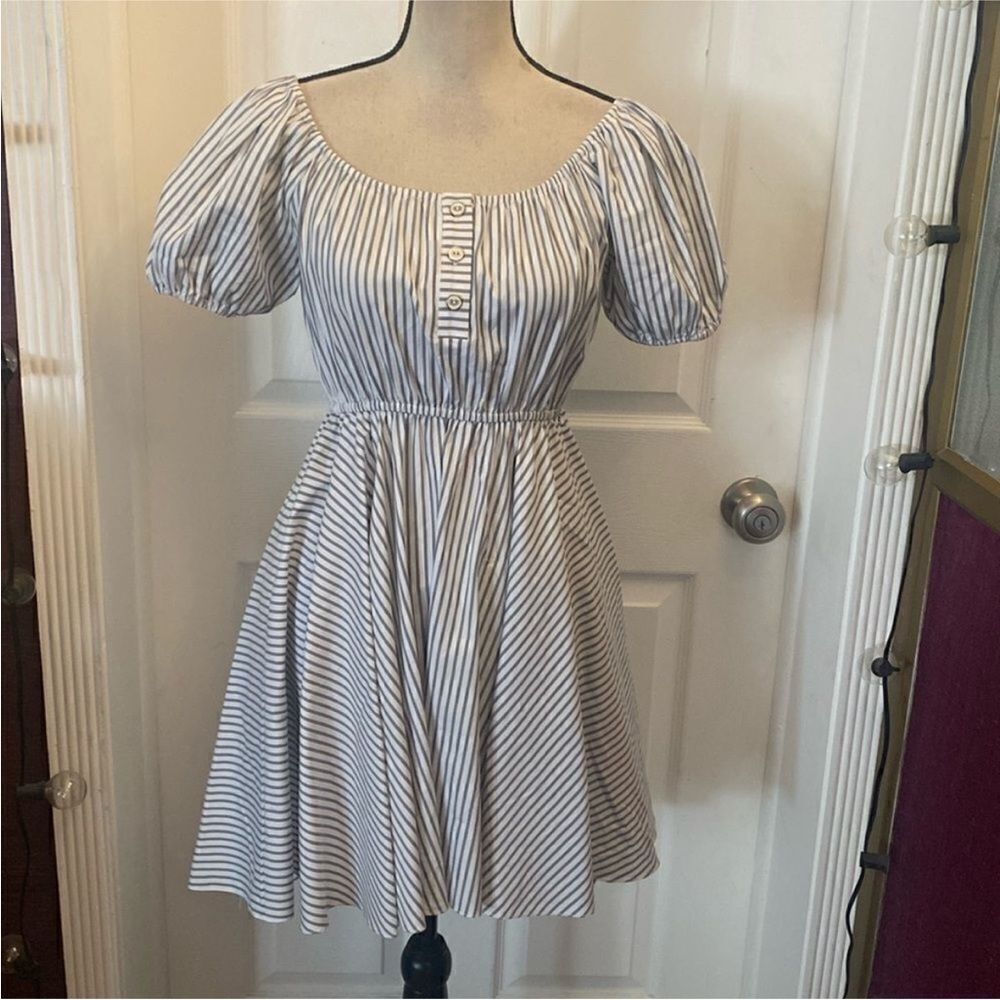 Caroline Constas gray and White Striped Mini Dress, XS